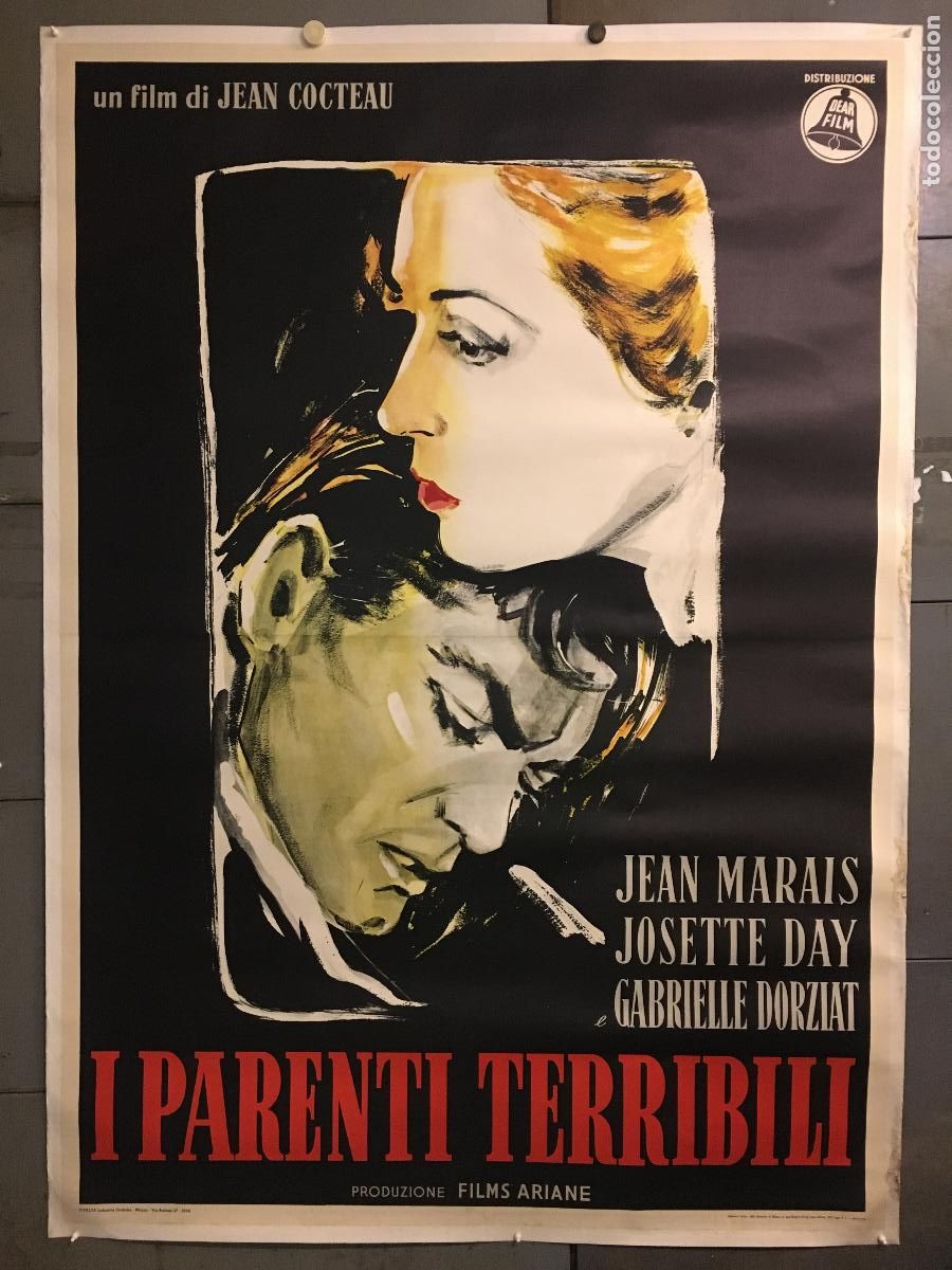 Cine: R0686 LES PARENTS TERRIBLES JEAN COCTEAU JEAN MARAIS DAY BRINI POSTER ITALIANO 140X200 ENTELADO