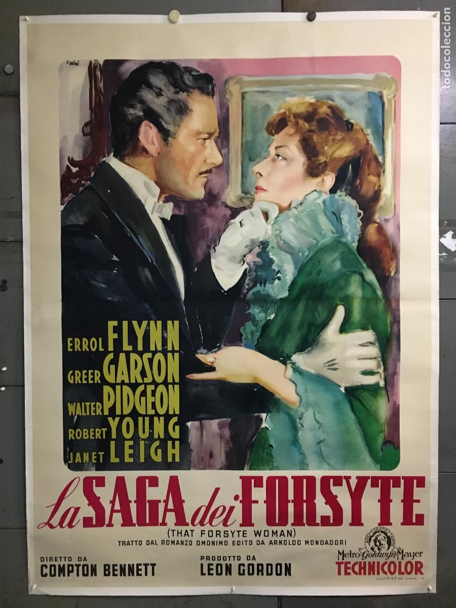 Cin&eacute;ma: R0690 LA DINASTIA DE LOS FORSYTE ERROL FLYNN GREER GARSON BRINI POSTER ORI ITALIANO 140X200 ENTELADO