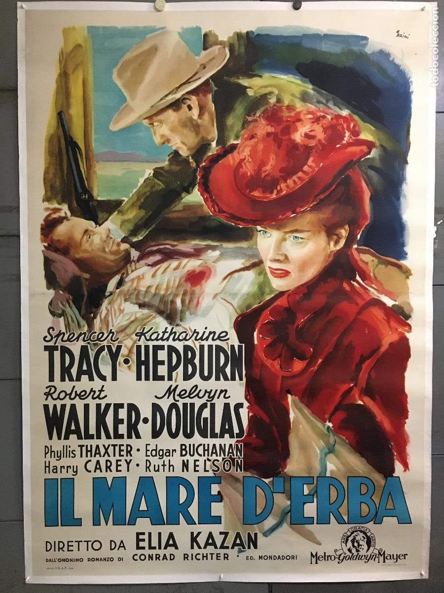 Cin&eacute;ma: R0691 MAR DE HIERBA SPENCER TRACY KATHARINE HEPBURN BRINI POSTER ORIGINAL ITALIANO 140X200 ENTELADO