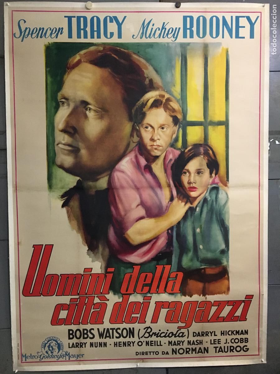 Cine: R0689 LA CIUDAD DE LOS MUCHACHOS SPENCER TRACY MICKEY ROONEY POSTER ORIG ITALIANO 140X200 ENTELADO