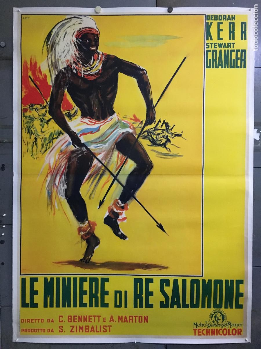 Kino: R0688 LAS MINAS DEL REY SALOMON STEWART GRANGER BRINI POSTER ORIGINAL ITALIANO 140X200 ENTELADO