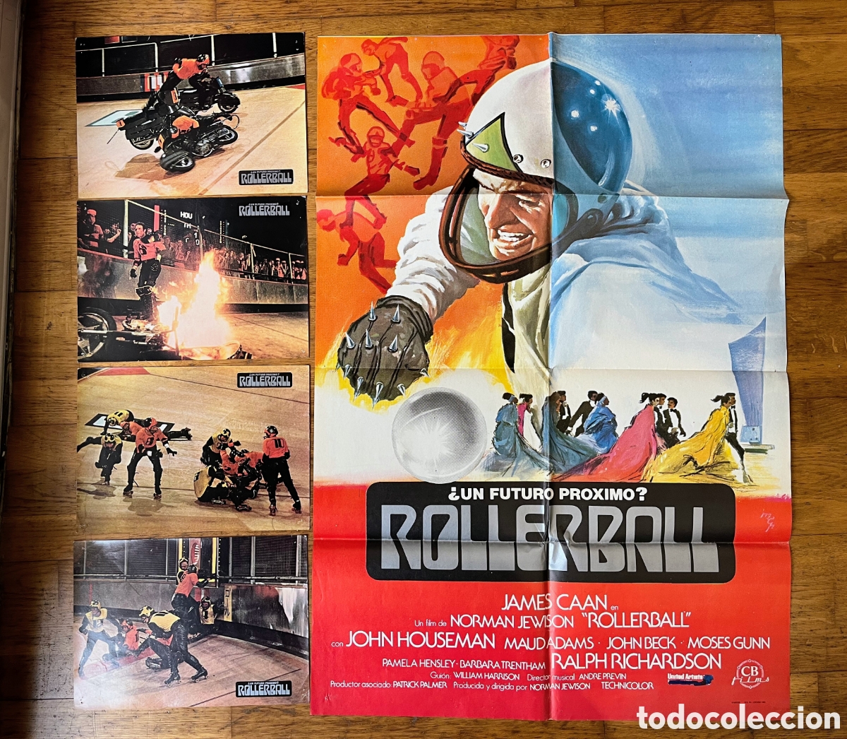 Cine: Lote Original &rdquo;ROLLERBAL, Un futuro proximo?&rdquo; (Norman Jewison, 1975) 1 Poster Grande + 4 fotocromos