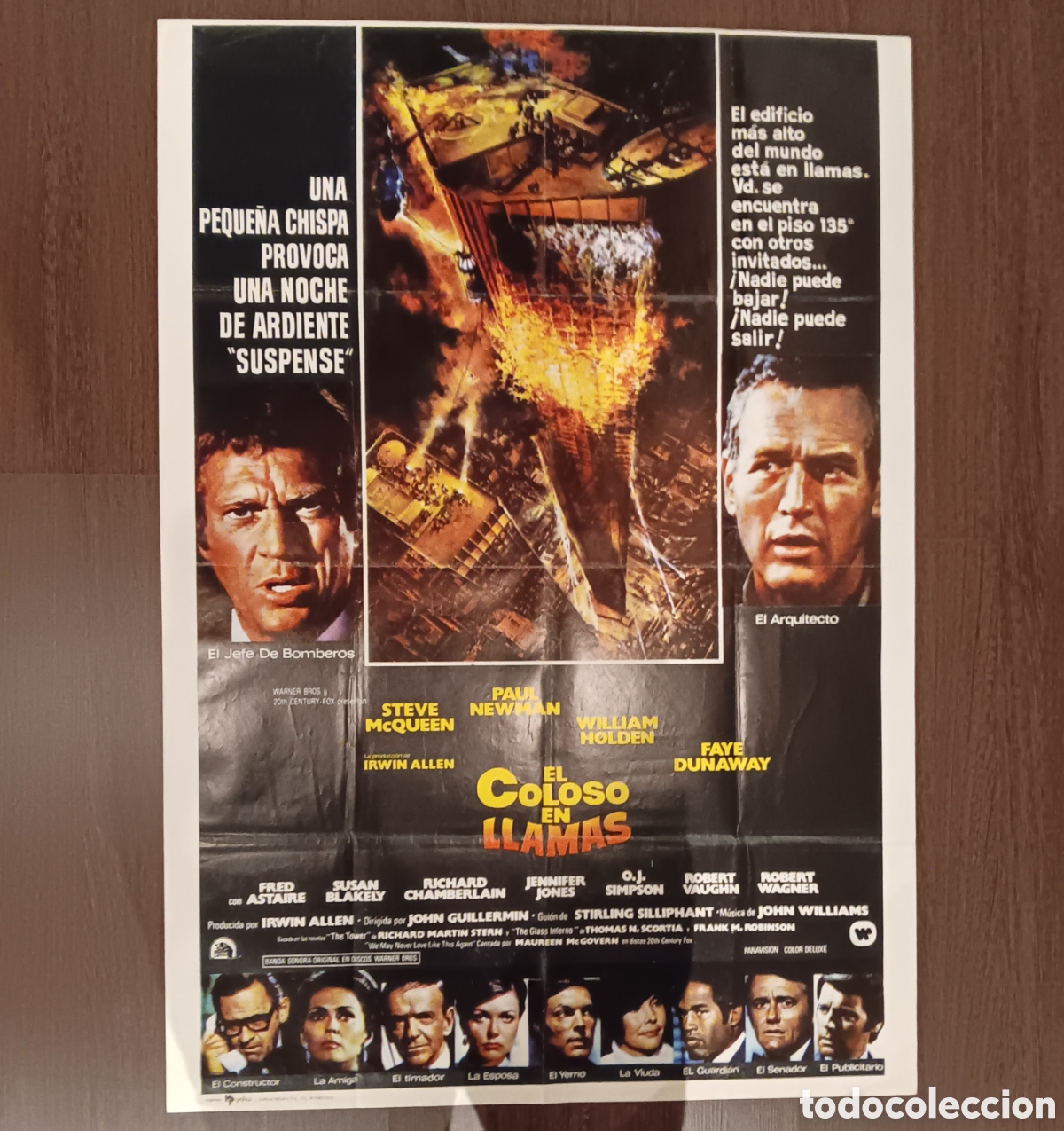Cine: &rdquo;EL COLOSO EN LLAMAS&rdquo; CARTEL ORIGINAL ESTRENO 1975 PAUL NEWMAN, STEVE McQUEEN