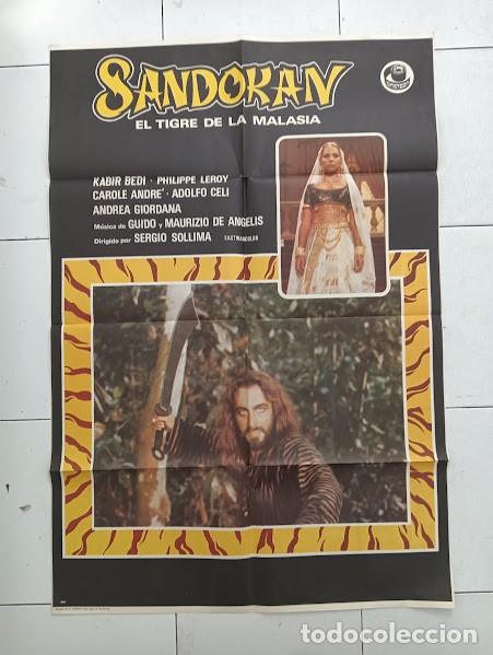 Cine: VKD 2848 SANDOKAN KABIR BEDI EMILIO SALGARI POSTER ORIGINAL ESTRENO 70X100