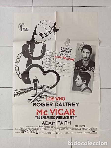 Cine: VKD 2872 MCVICAR ROGER DALTREY THE WHO POSTER ORIGINAL 70X100 ESTRENO