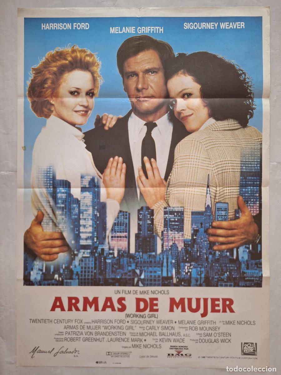 Cine: ANTIGUO CARTEL CINE ARMAS DE MUJER HARRISON FORD SIGOURNEY WEAVER MELANIE GRIFFITH A&Ntilde;O 1988 RV C1598