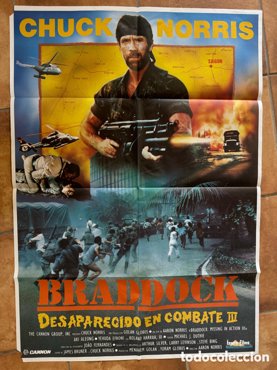 Cine: Braddock, Chuck Norris, Aki Aleong, A&ntilde;o 1987, POSTER ORIGINAL