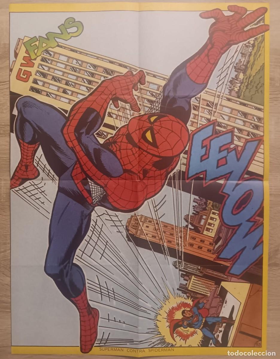 Cine: BONITO POSTER SPIDERMAN VS SUPERMAN MARVEL DC COMICS CARA A CARA B LOS PECOS REVISTA FANS 1979