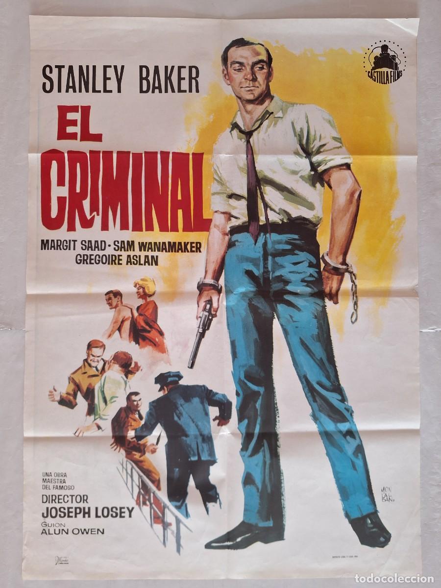 Cine: ANTIGUO CARTEL CINE EL CRIMINAL STANLEY BAKER JOSEPH LOSEY A&Ntilde;O 1966 MONTALBAN RV CC-1278