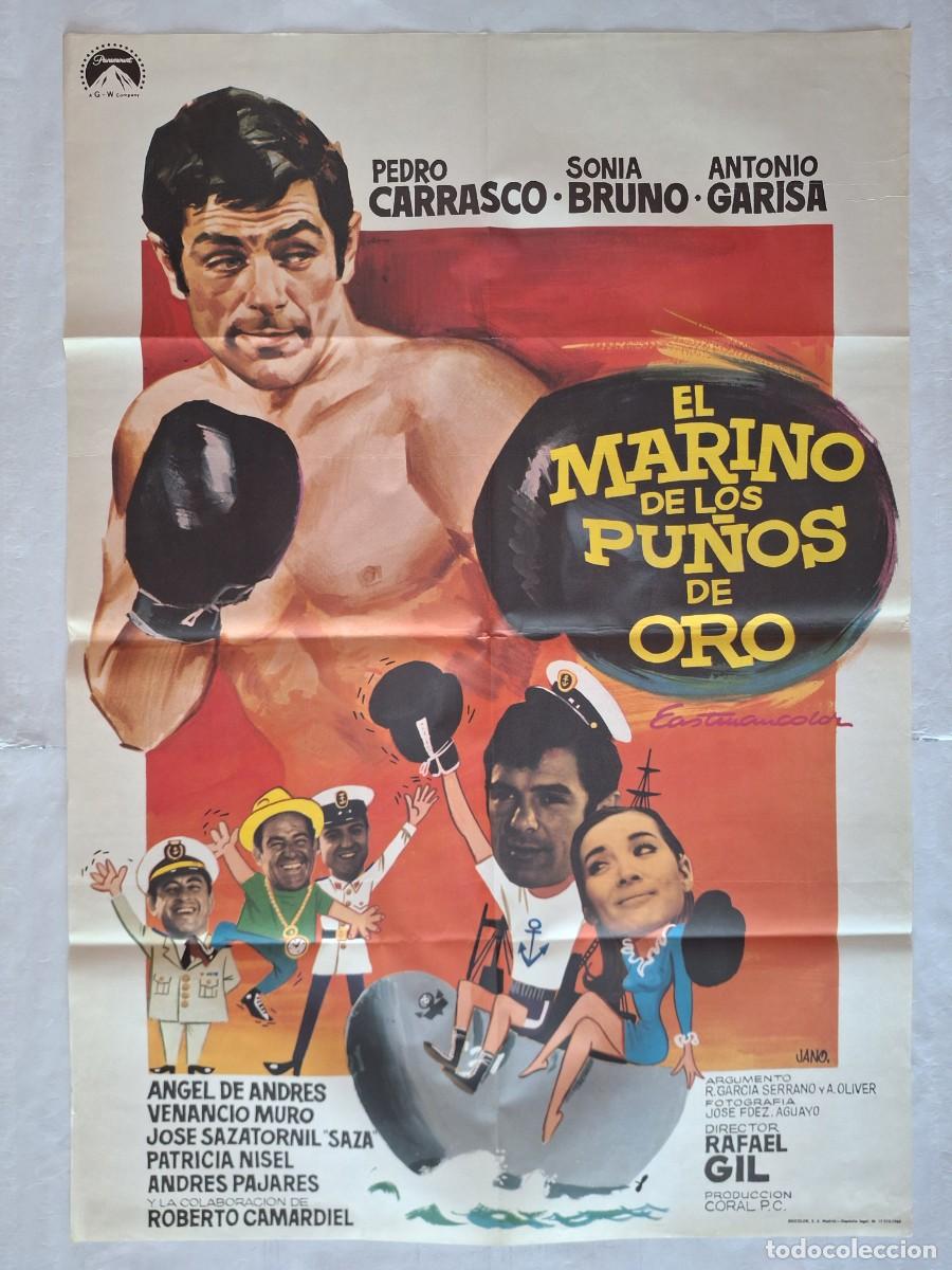 Cine: ANTIGUO CARTEL CINE EL MARINO DE LOS PU&Ntilde;OS DE ORO A&Ntilde;O 1968 JANO BOXEO RV CC-1279