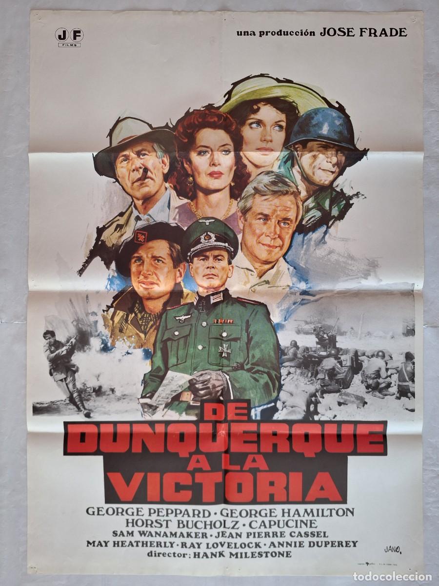 Cine: ANTIGUO CARTEL CINE DE DUNQUERQUE A LA VICTORIA GEORGE PEPPARD A&Ntilde;O 1979 JANO RV CC-1281