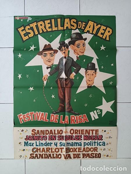 Cine: SMP 2850 ESTRELLAS DEL AYER CHAPLIN LAUREL HARDY LARRY SEMON HAROLD LLOYD POSTER ORIG ESPA&Ntilde;OL 57X81