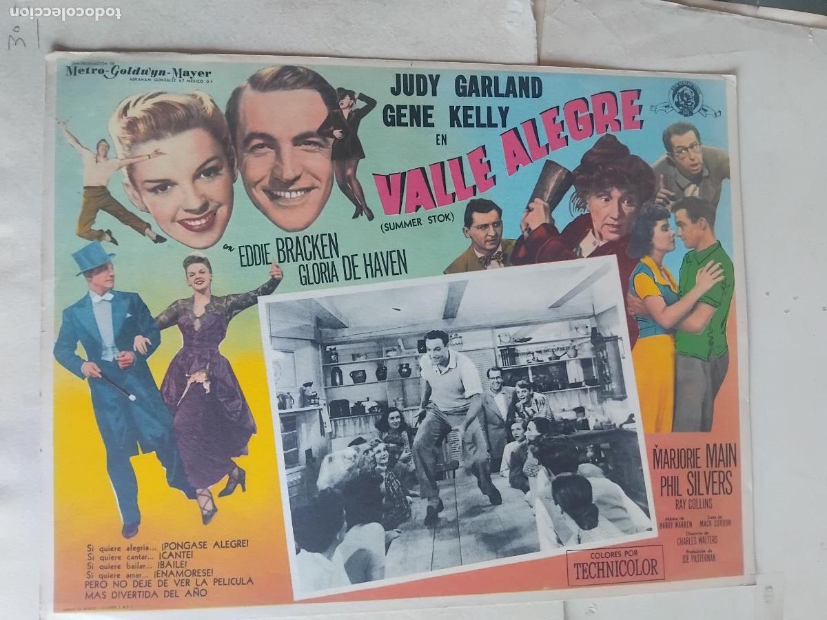 Cine: CARTEL DE CINE EL VALLE ALEGRE. JUDY GARLAND. GENE KELLY. 42x32 CM