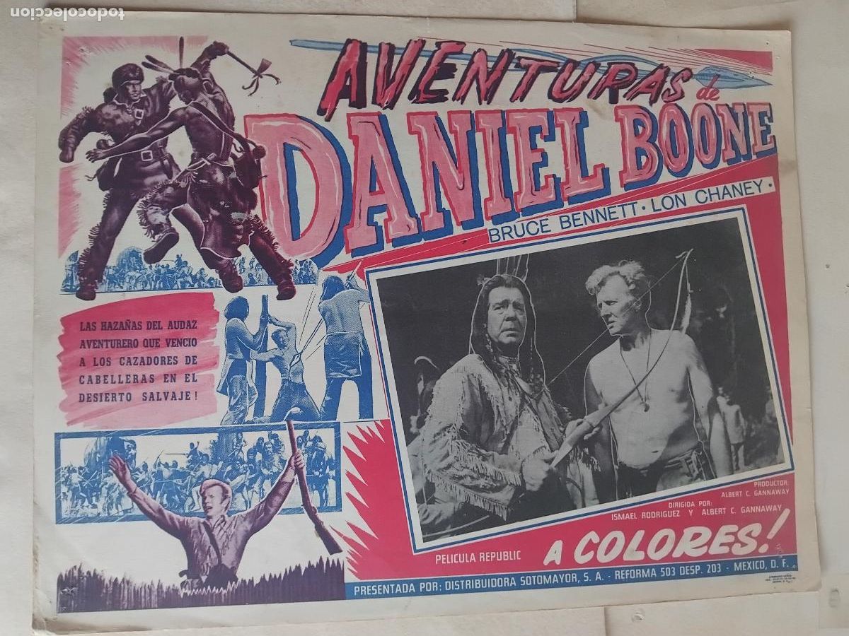 Cinema: CARTEL DE CINE AVENTURAS DE DANIEL BOONE. BRUCE NENNETT. LON CHANEY. 42x32 CM