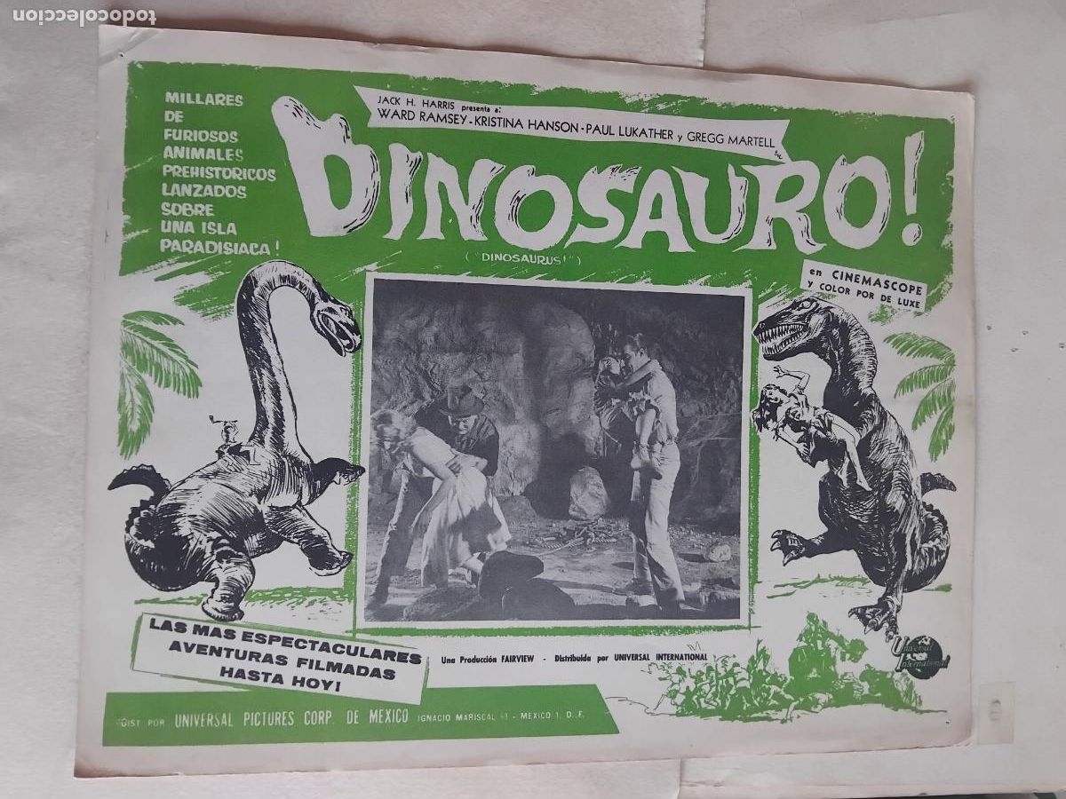 Cine: CARTEL DE CINE DINOSAURO. UNIVERSAL PICTURES MEXICO. 42x32 CM