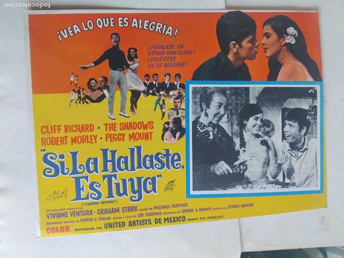 Cine: SI LA HALLASTE ES TUYA. CLIFF RICHARD. CARTEL DE CINE UNITED ARTISTS DE MEXICO. 32 X 42 CM.