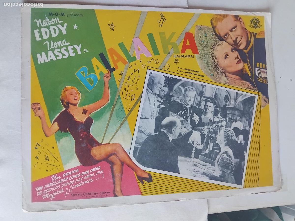 Cine: BALALAIKA. NELSON EDDY. ILONA MASSEY. CARTEL DE CINE 32 X 42 CM.