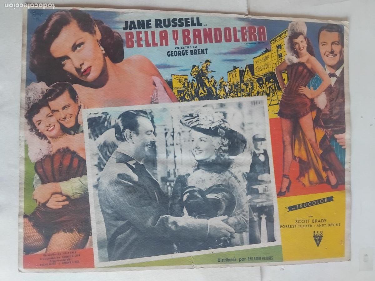 Cine: BELLA Y BANDOLERA. JENE RUSSELL. CARTEL DE CINE 32 X 42 CM.