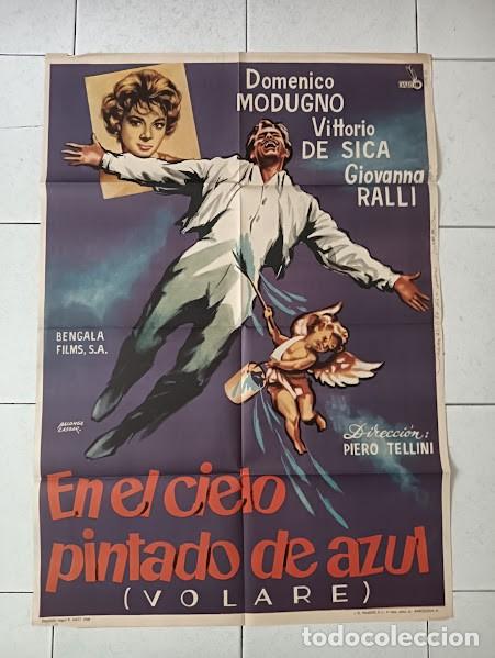 Cine: SMP 2857 EN EL CIELO PINTADO DE AZUL DOMENICO MODUGNO VITTORIO DE SICA POSTER ORIGINAL 70X100 ESTREN