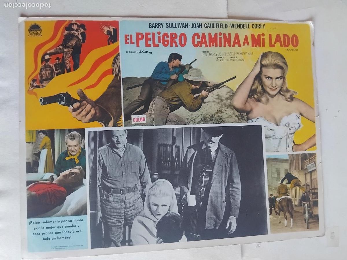 Cine: EL PELIGRO CAMINA A MI LADO. BARRY SULLIVAN. JOAN CAUFIELD. CARTEL DE CINE 42 X 32 CM.