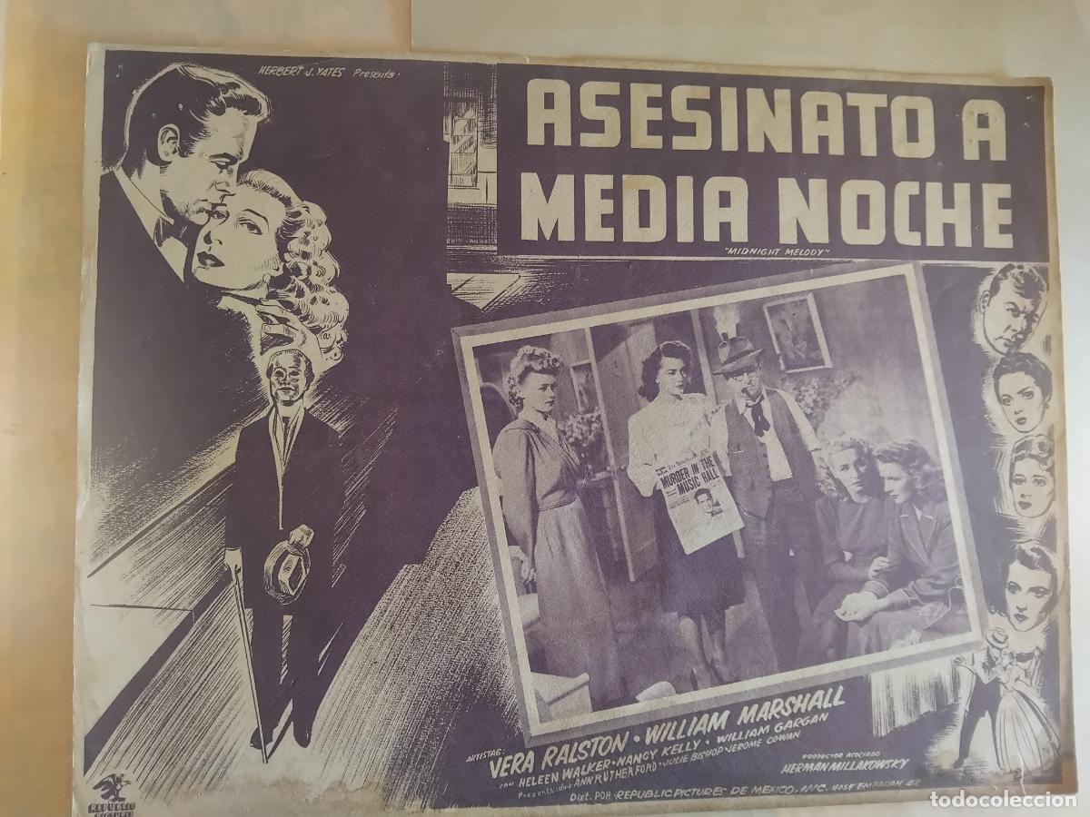 Cine: ANTIGUO CARTEL DE CINE. ASESINATO A MEDIANOCHE. VERA RALSTAN . 42X32 CM