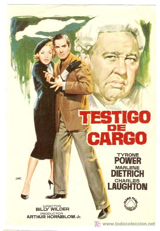 Cine: PROGRAMA ORIGINAL-TESTIGO DE CARGO--TYRONE POWER - MARLENE DIETRICH - CHARLES LAUGHTON --NUEVO