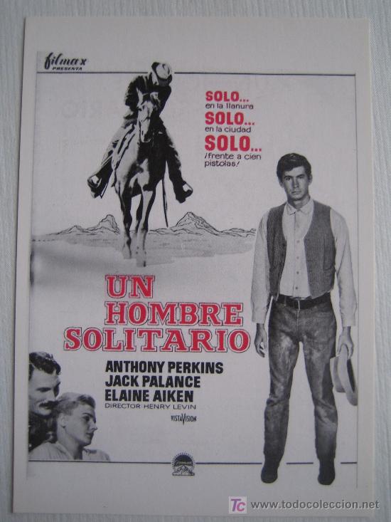 Cinema: Un hombre solitario - Folleto reproduccion - anthony perkins jack palance