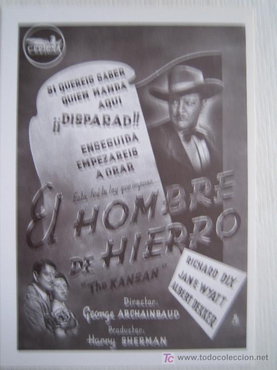 Cinema: El hombre de hierro - Western - Folleto reproduccion  richard dix jane wyatt