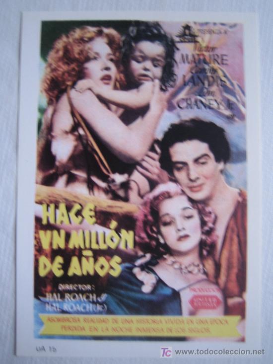 Cinema: Hace un millon de a&ntilde;os   - Folleto reproduccion