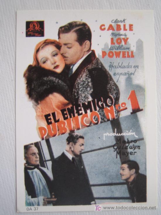 Cinema: El enemigo publico N&ordm; 1 - Folleto reproduccion - clark gable myrna loy