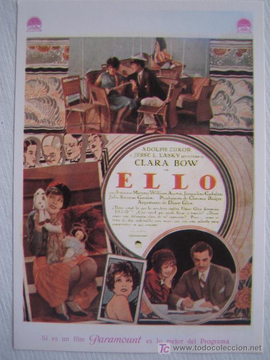 Cinema: Ello - Clara Bow - Folleto reproduccion