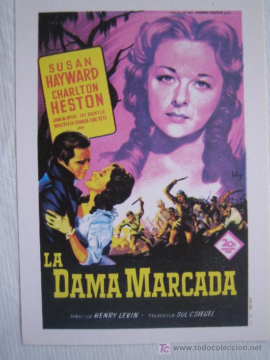 Cine: La dama marcada - susan hayward charlton heston Soligo - Folleto reproduccion