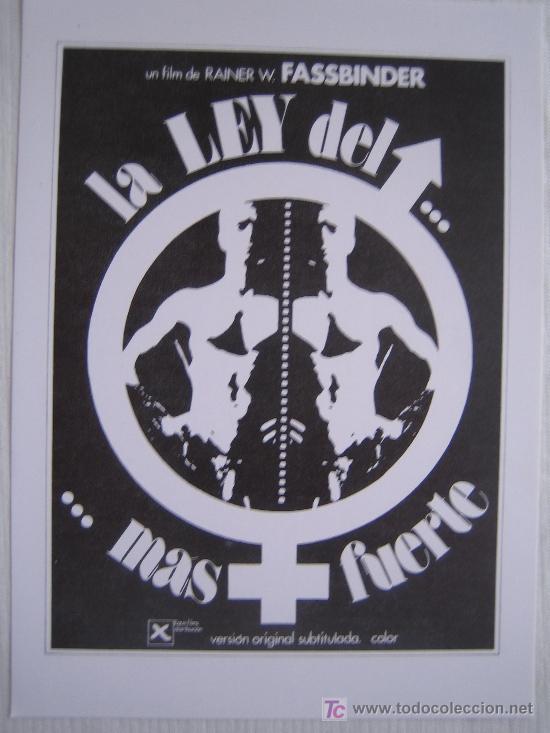 Cinema: La ley del mas fuerte - Fassbinder - Folleto reproduccion