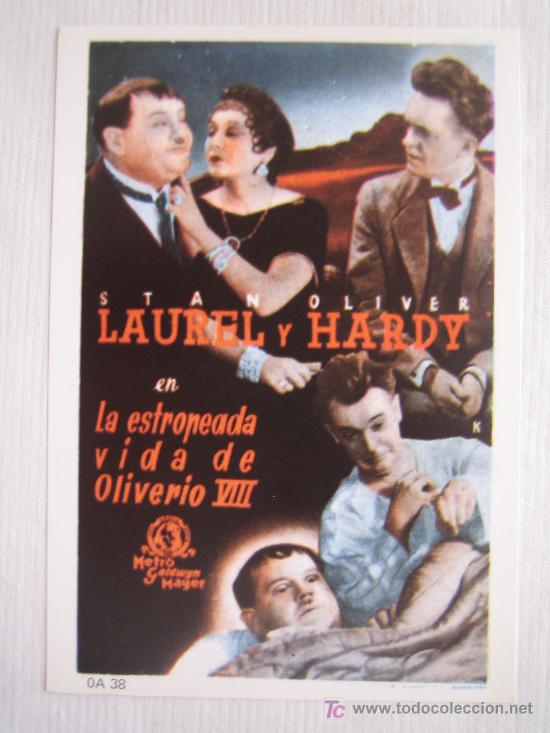 Cinema: La estropeada vida de Oliverio VIII - Laurel y Hardy - Folleto reproduccion