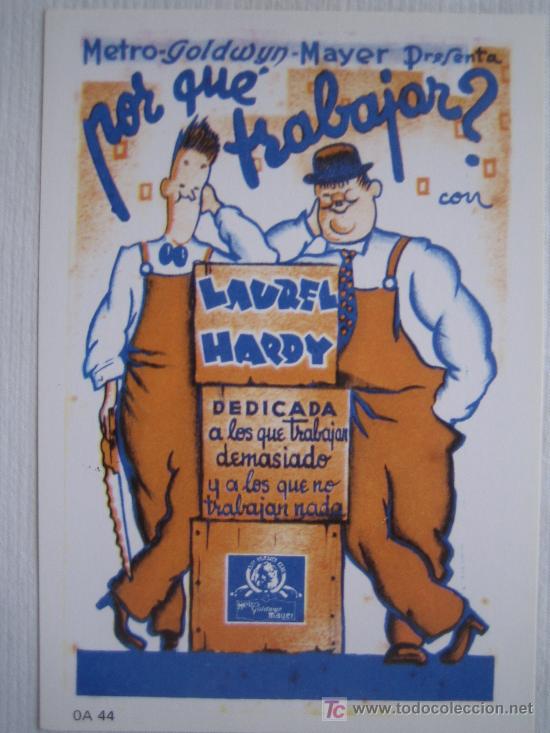 Cinema: Por que trabajar? - Laurel y Hardy - Folleto reproduccion