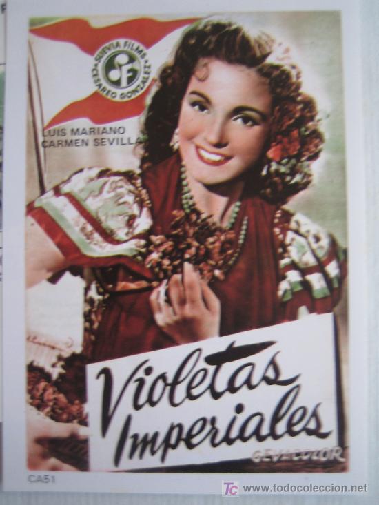 Cine: Violetas imperiales - Carmen Sevilla  - Cine espa&ntilde;ol - Folleto reproduccion