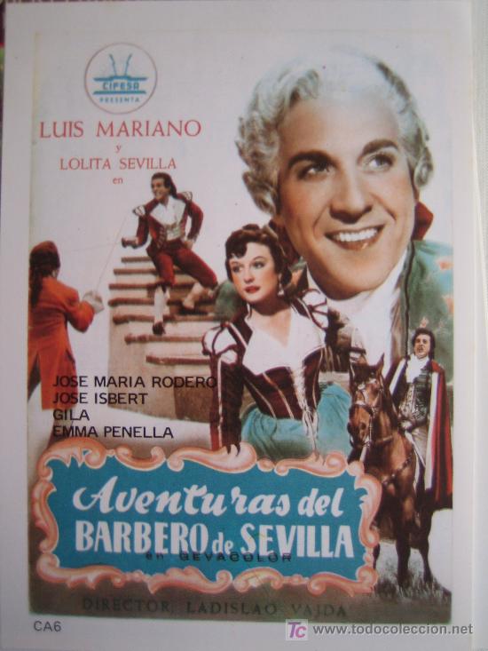 Kino: Aventuras del barbero de Sevilla- Cine espa&ntilde;ol - Folleto reproduccion