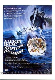 Cine: ALERTA ROJA: NEPTUNO HUNDIDO por Charlton Heston. Reproducci&oacute;n en papel a&ntilde;os 80.