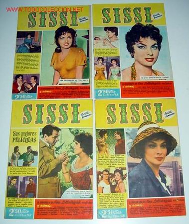 Cinema: REPORTAJE COMPLETO SOBRE GINA LOLLOBRIGIDA,   SU VIDA Y SUS PELICULAS EN 4 REVISTAS SISSI - muy buen