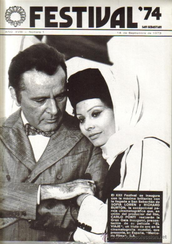 Cine: FESTIVAL 74 SAN SEBASTIAN MAGAZINE N&ordm; 1 1973-SOFIA LOREN + RICHARD BURTON