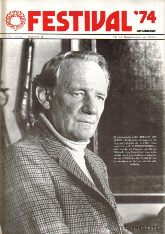 Cinema: FESTIVAL 74 SAN SEBASTIAN MAGAZINE N&ordm;3 1974-TREVOR HOWARD