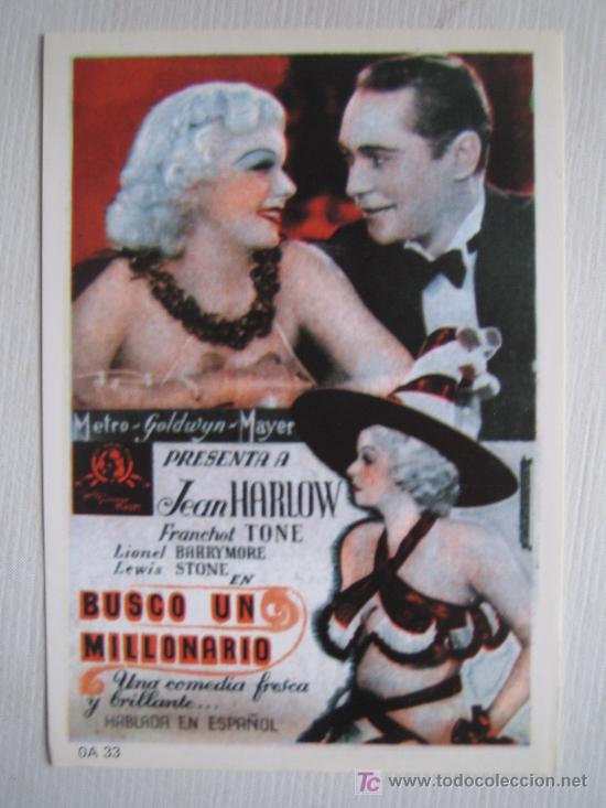 Kino: Busco un millonario - folleto reproduccion - jean harlow
