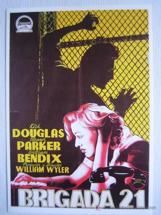 Kino: Brigada 21 - kirk douglas eleanor parker william wyler - folleto reproduccion