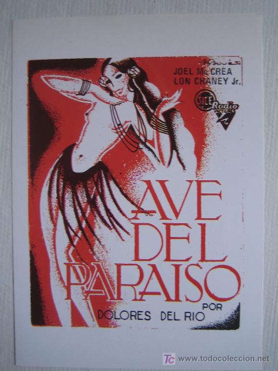 Kino: Ave del paraiso - dolores del rio - folleto reproduccion