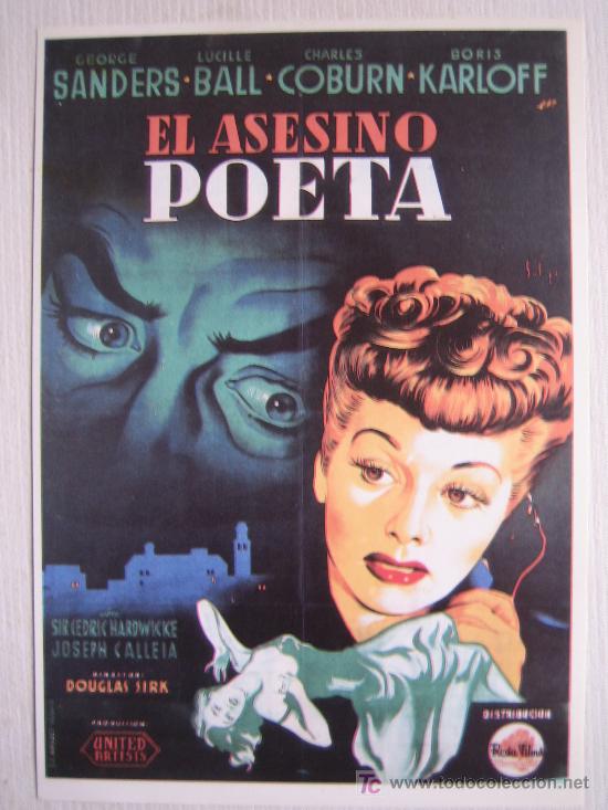 Cine: El asesino poeta - soligo - folleto reproduccion - george sanders boris karloff