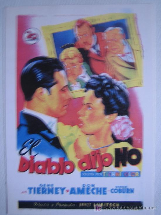 Kino: El diablo dijo no - folleto reproduccion - ernst lubitsch gene tierney