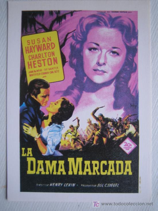 Cine: La dama marcada - folleto reproduccion - susan hayward charlton heston