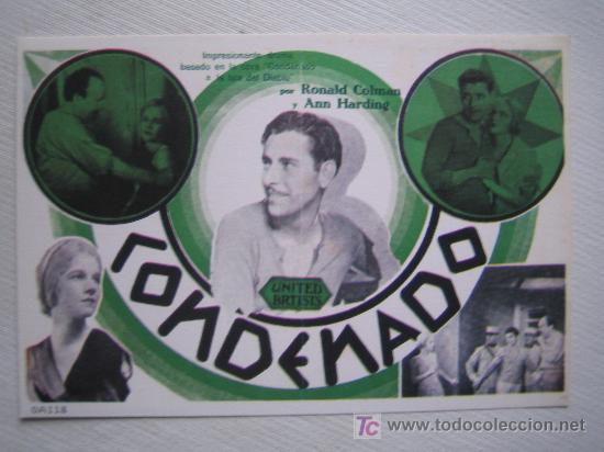 Cinema: Condenado - folleto reproduccion