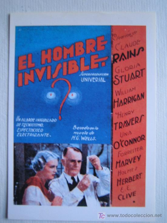 Cinema: El hombre invisible - terror - folleto reproduccion - claude rains