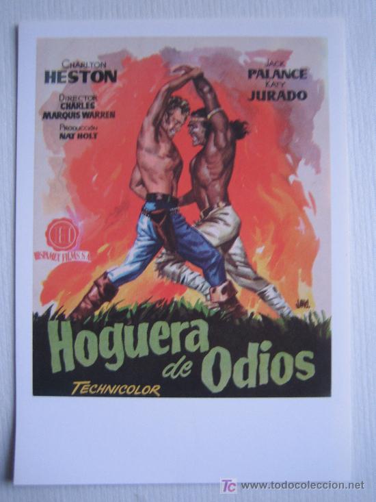Cine: Hoguera de odios - folleto reproduccion - charlton heston jack palance katy jurado